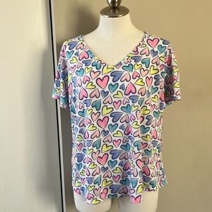 ‼️FINAL PRICE‼️Colorful Hearts Pajama Top - Excellent Condition